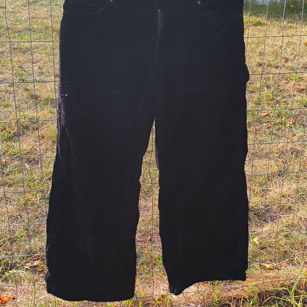 No Boundaries Men's Cargo Pants Black Cotton Corduroy wide leg skater over sized